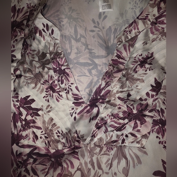 Avon V Cut Pleated Roll Tab Tunic Top 3x Boho, Floral,Coastal,Spring, Summer - Picture 4 of 11